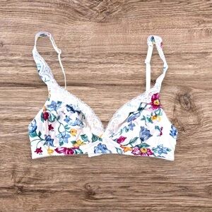 Lily of France by Delores Vintage 1759 Floral Cotton Lace Bralette Bra 36A